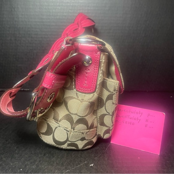 VINTAGE LN Coach Signature Textile Jacquard & leather handbag Braided strap - Picture 2 of 15